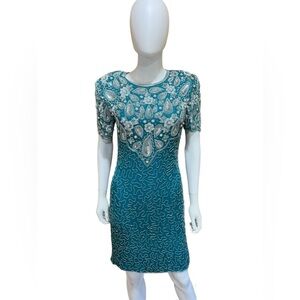 Vintage 80s Laurence Kazar Beaded Dress